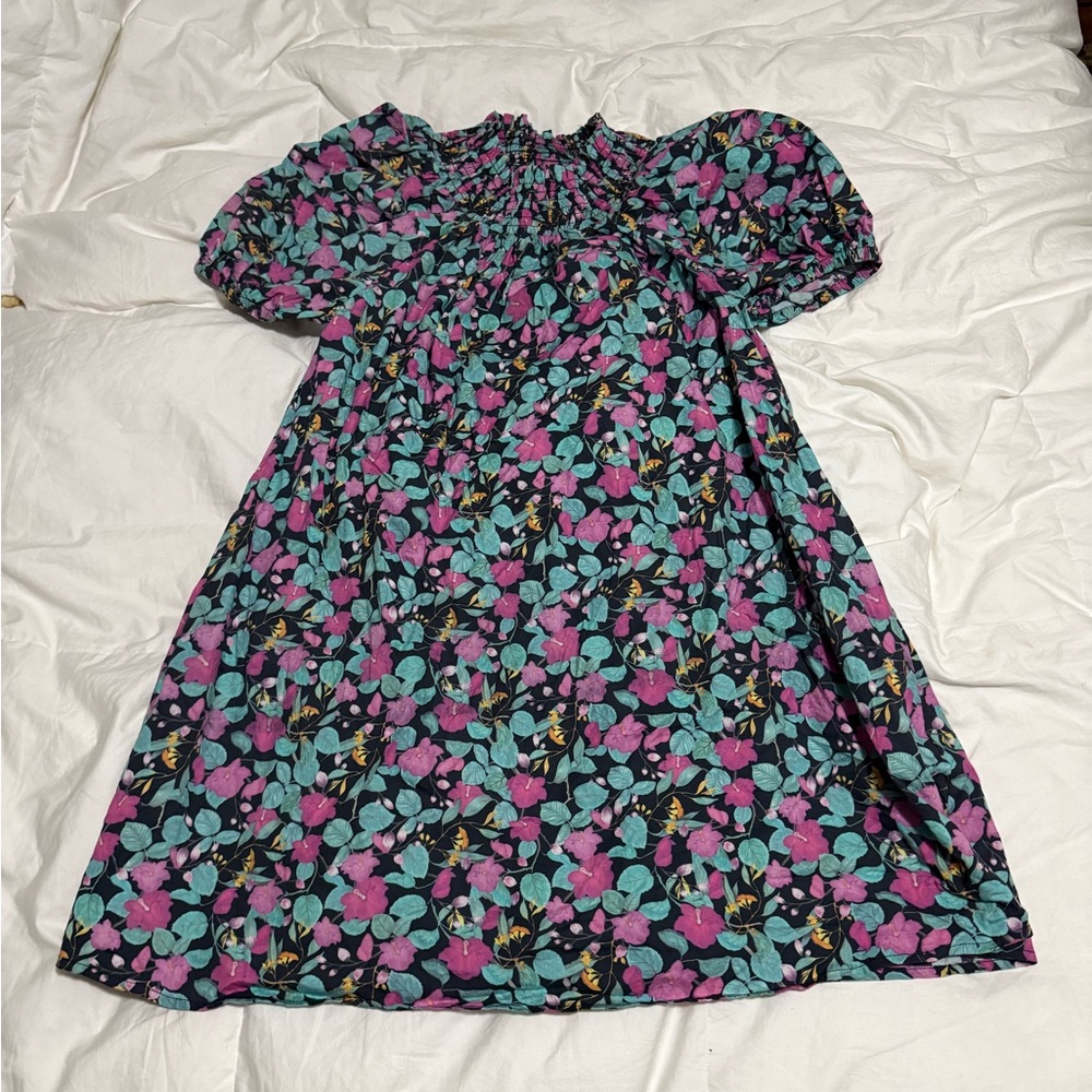 Roller Rabbit Pink and Blue Ruffled Tiered Sundress Size L Large
